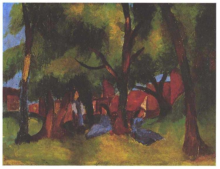 August Macke Children und sunny trees oil painting image